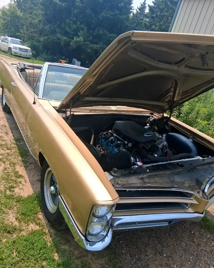 Pontiac LS installation — Modern LS power integrated into a classic convertible platform.