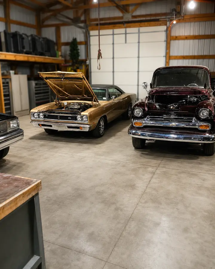 Collaborative classic builds — Multiple classic vehicle projects in the shop workflow.