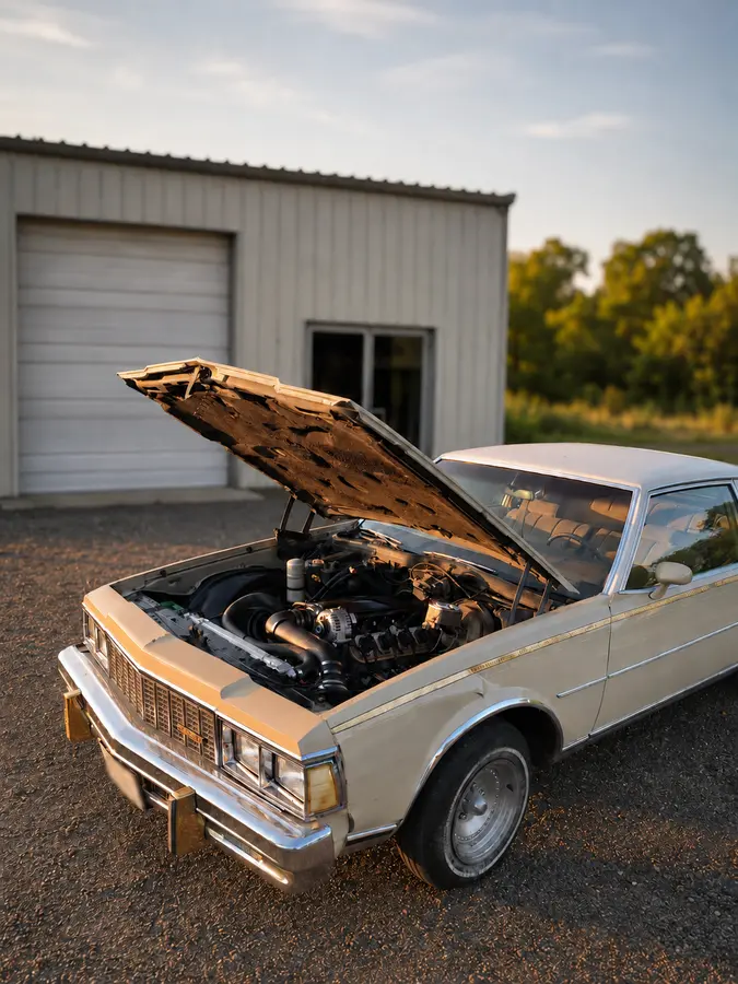 Classic sedan LS conversion — A complete classic-car project with the LS installation visible.